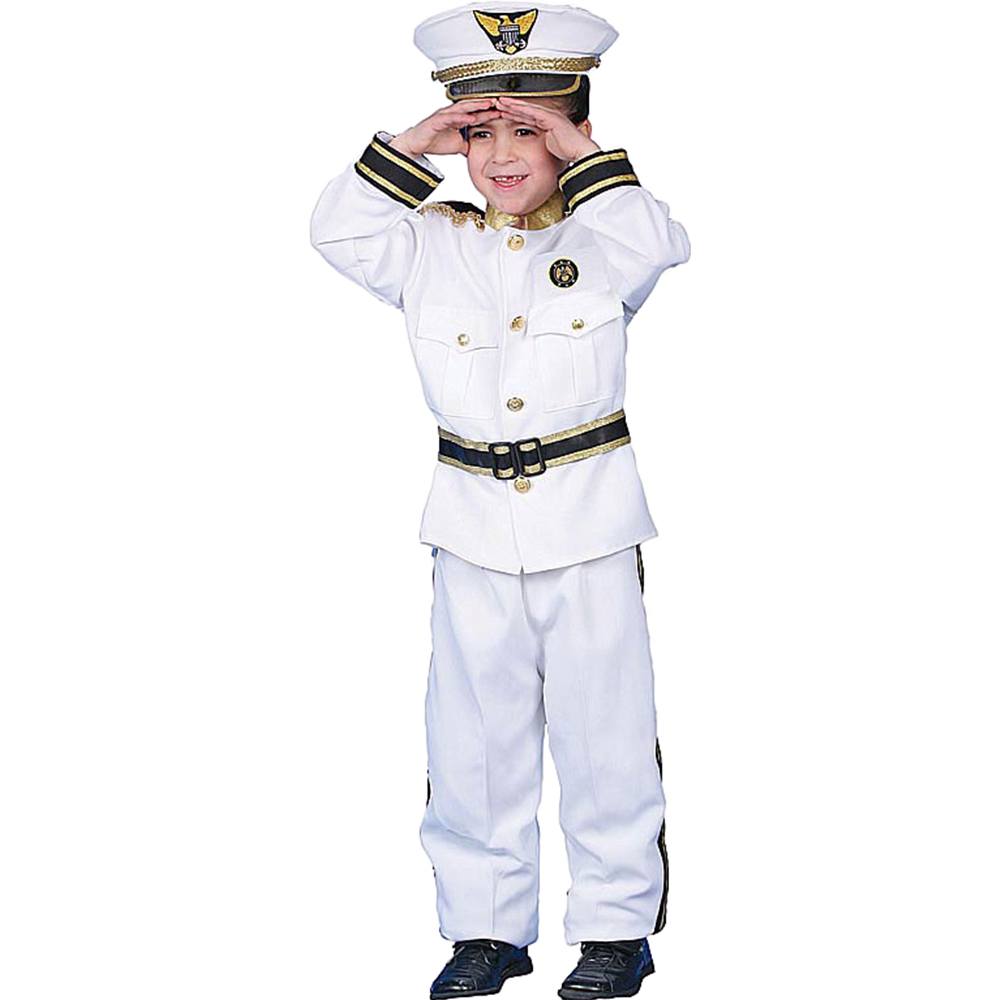 medio de 6-8 años Niños Vestido de fantasía Disfraz de capitán de la Armada uniformes Niño chicos 