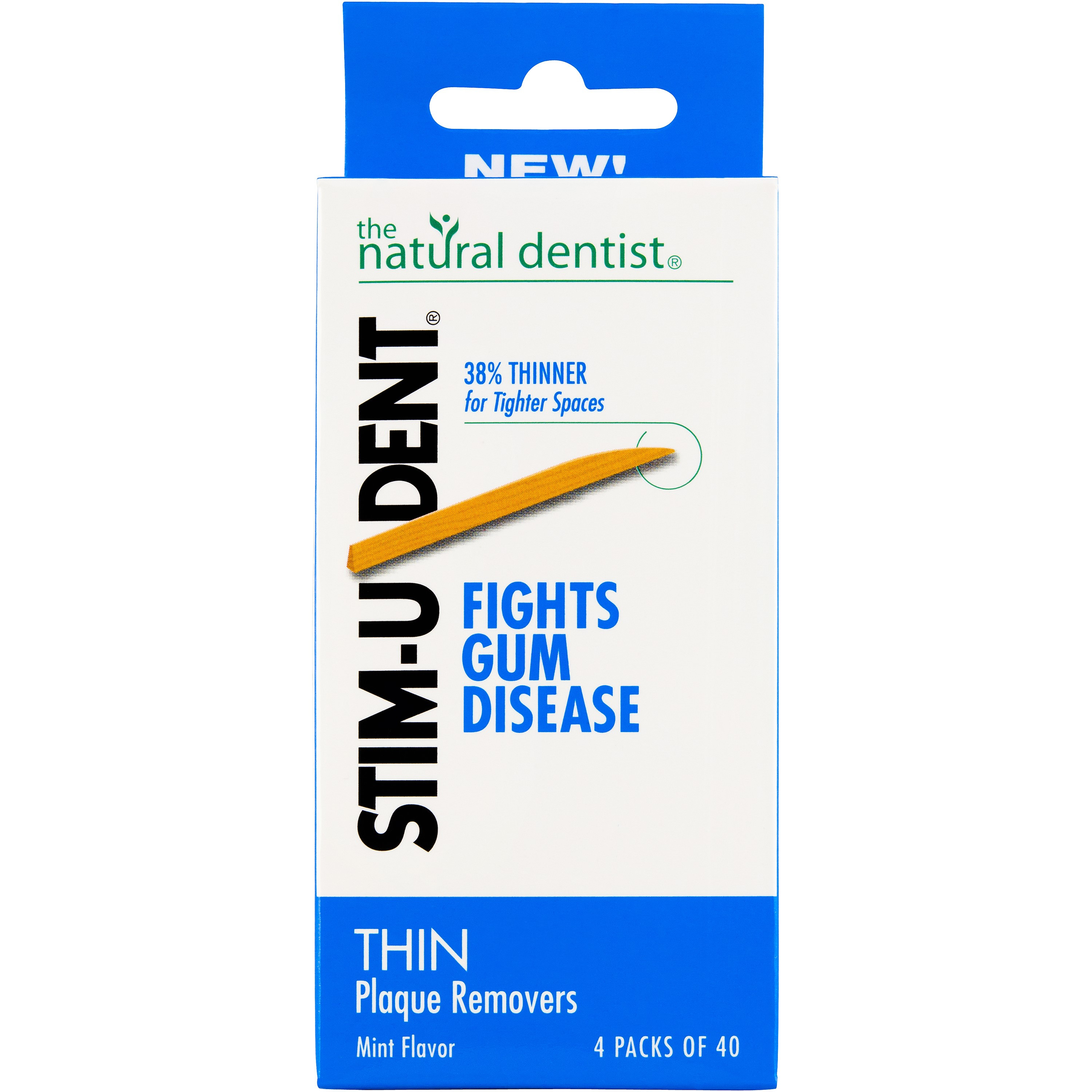 El Natural Dentista Stim-U-Dent Delgada Placa Removedores, Menta, 160 Ct-334362000201-0