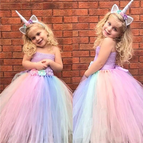 Niños Princesa Unicornio Disfraz Para Niñas Halloween Fiesta De Cumpleaños  Navidad Tutu Vestido Flores Tul Ropa Para Niños .mn