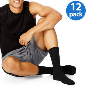 Hanes Hombres FreshIQ Comodidad del Dedo del pie de Costura de la Tripulación Calcetines Tamaño de 6 a 12 12-Pack