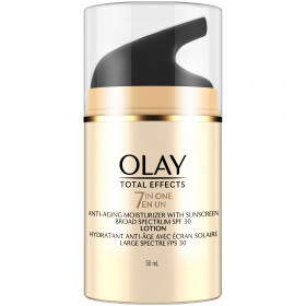 Crema hidratante facial diaria antienvejecimiento Olay Total Effects, 7 en 1 con protector solar, SPF 30, 1.7 onzas fl
