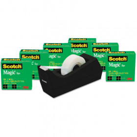 Valor de cinta mágica Scotch Pack 6 rollos 3/4 "x 1000" con dispensador de cinta C28