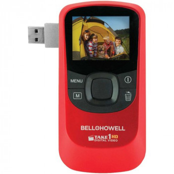 Bell + Howell T10hd rojo 720p HD Take1HD cámara de vídeo Digital con USB Flip-Out-084438901368-0