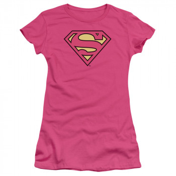DC Comics Superman Logo clásico Juniors corto manga camisa caliente rosa MD-609328366074-0