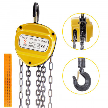 Polipasto de cadena de bloque de palanca manual de 2 toneladas VEVOR tipo trinquete con extractor con cadena de 10 pies-840281552405-E-0