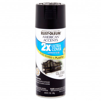 Rust-Oleum Americana Acentos Ultra Cover 2X Negro Brillante de Pulverización de Pintura e Imprimación en 1, 12 oz-020066247591-0